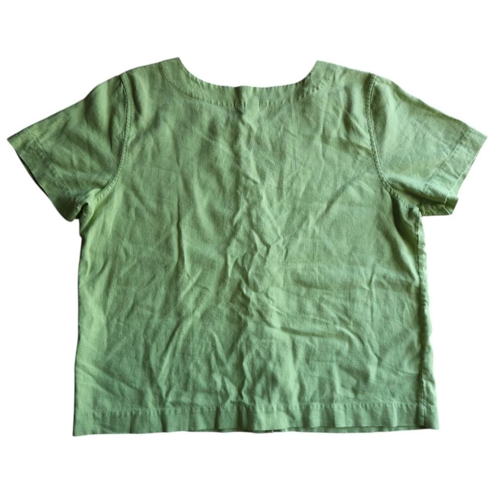 Christopher & Banks Linen Blend Top Sz M Lime Green Minimalist Blouse - Picture 4 of 10